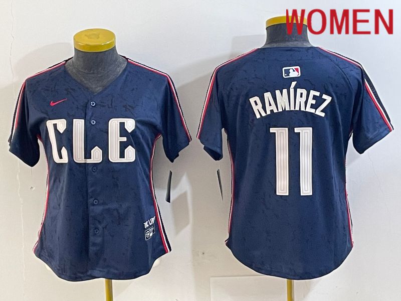 Women Cleveland Indians 11 Ramirez Blue City Edition Nike 2024 MLB Jersey style 7